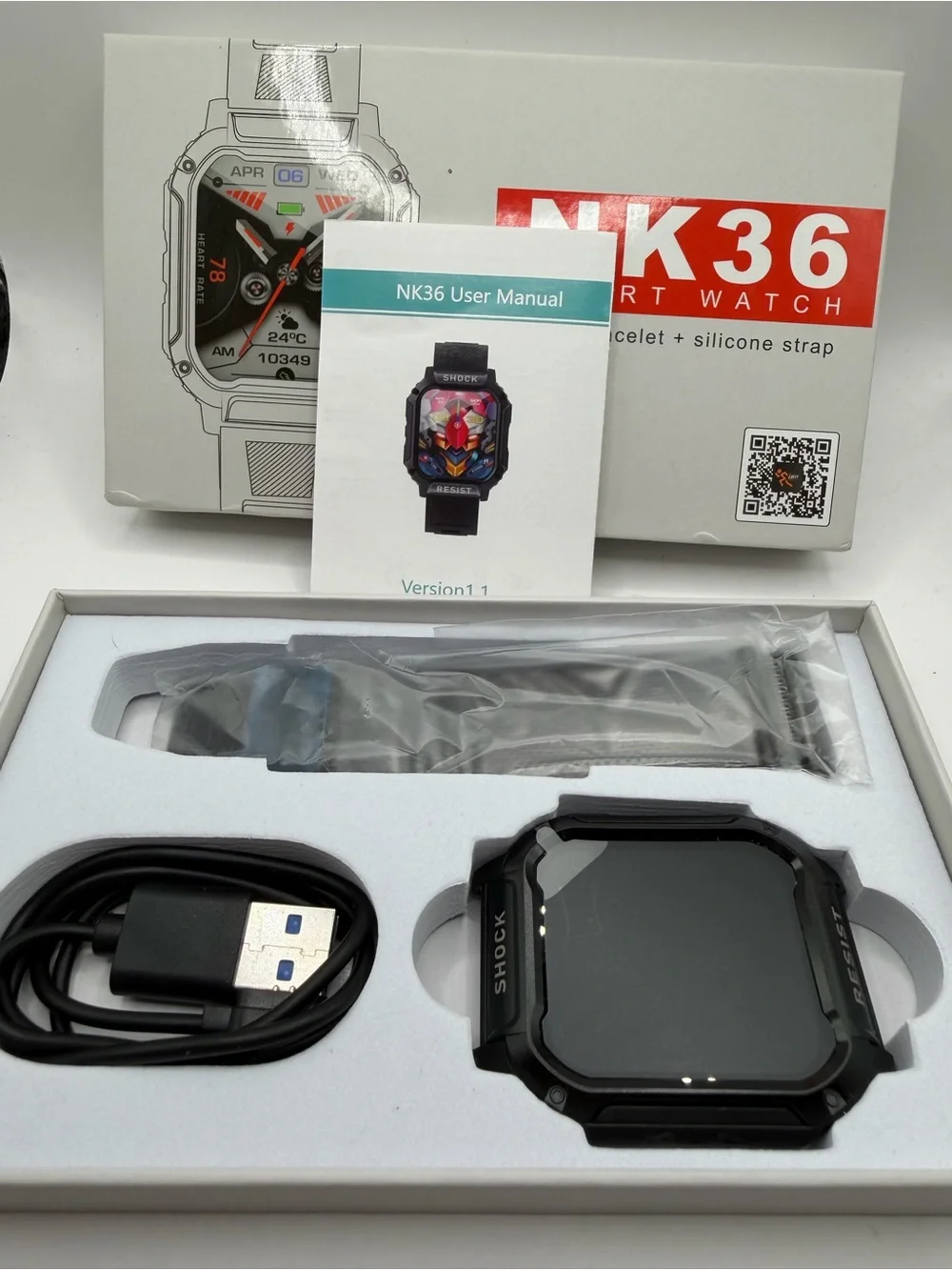 Smart Watch - Black Silicone Strap